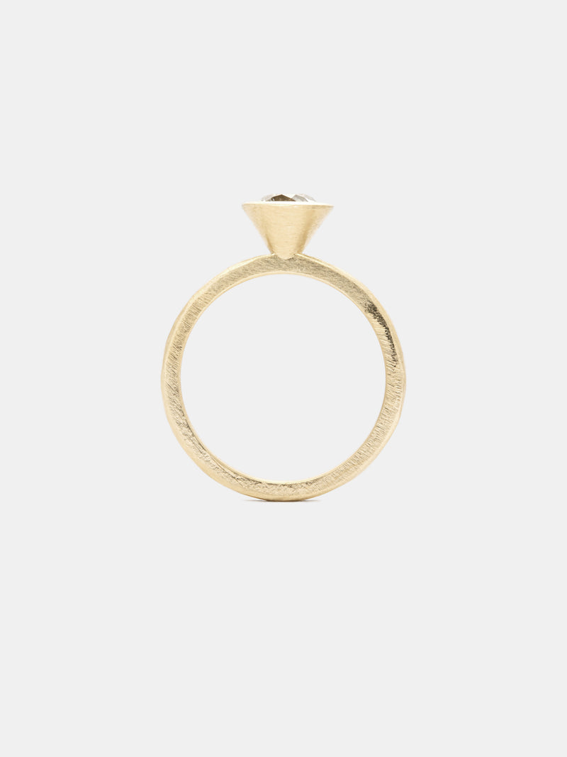 Shown: 0.75ct faint color antique diamond in 14k yellow gold with organic texture and signature matte finish.