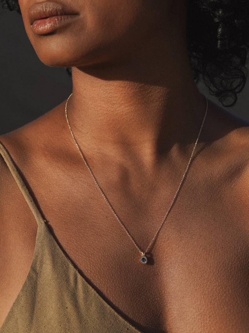 Shown: 14k yellow gold and signature matte finish with our standard Fairmined Cable Chain - 1.2mm.