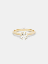 Shown: 0.75ct near colorless antique diamond in 14k yellow gold with organic texture and signature matte finish.