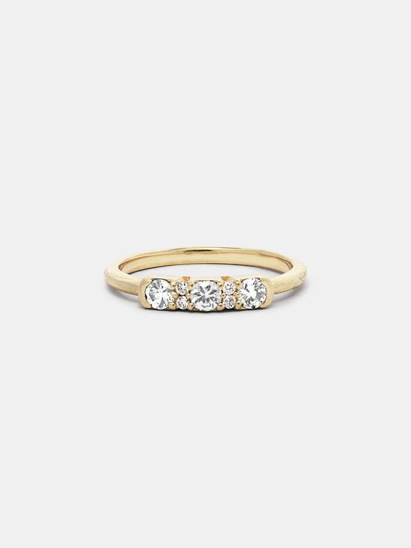 Petite Chrysanthemum 7 Stone Ring- Antique Diamond