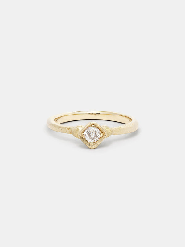 Shown: 0.25ct near colorless antique diamond in 14k yellow gold with organic texture and signature matte finish.