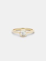 Shown: 0.5ct near colorless antique diamond in 14k yellow gold with organic texture and signature matte finish.