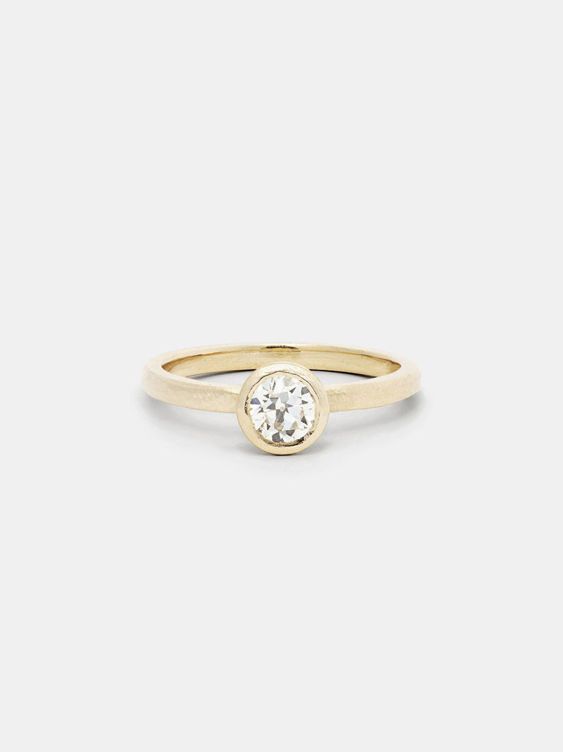 Shown: 0.5ct near colorless antique diamond in 14k yellow gold with organic texture and signature matte finish.