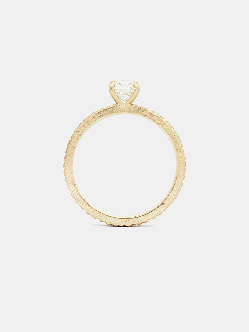 Wisteria Solitaire with 0.5ct near colorless antique diamond in 14k yellow gold with signature matte finish.