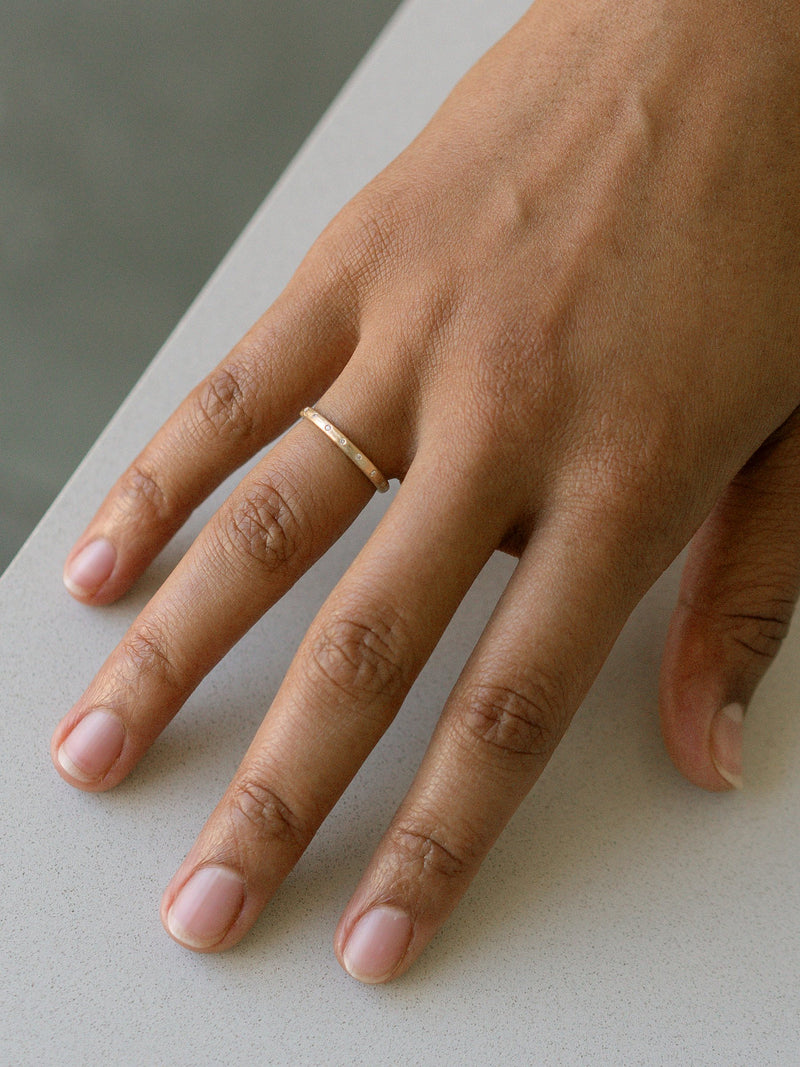 Shown: 14k yellow gold with organic texture and signature matte finish.